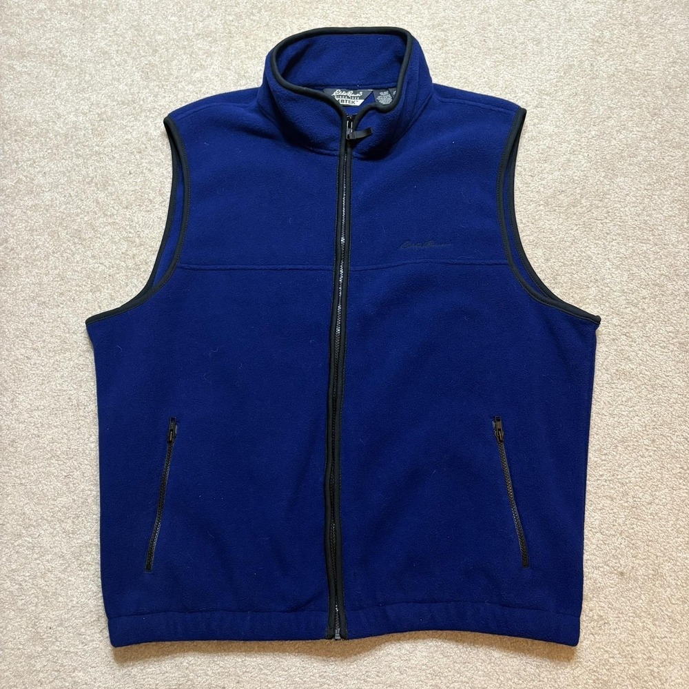 Vtg Eddie Bauer EBTEK Fleece Vest Mens XLT Blue Polartec Full Zip Hiking Outdoor